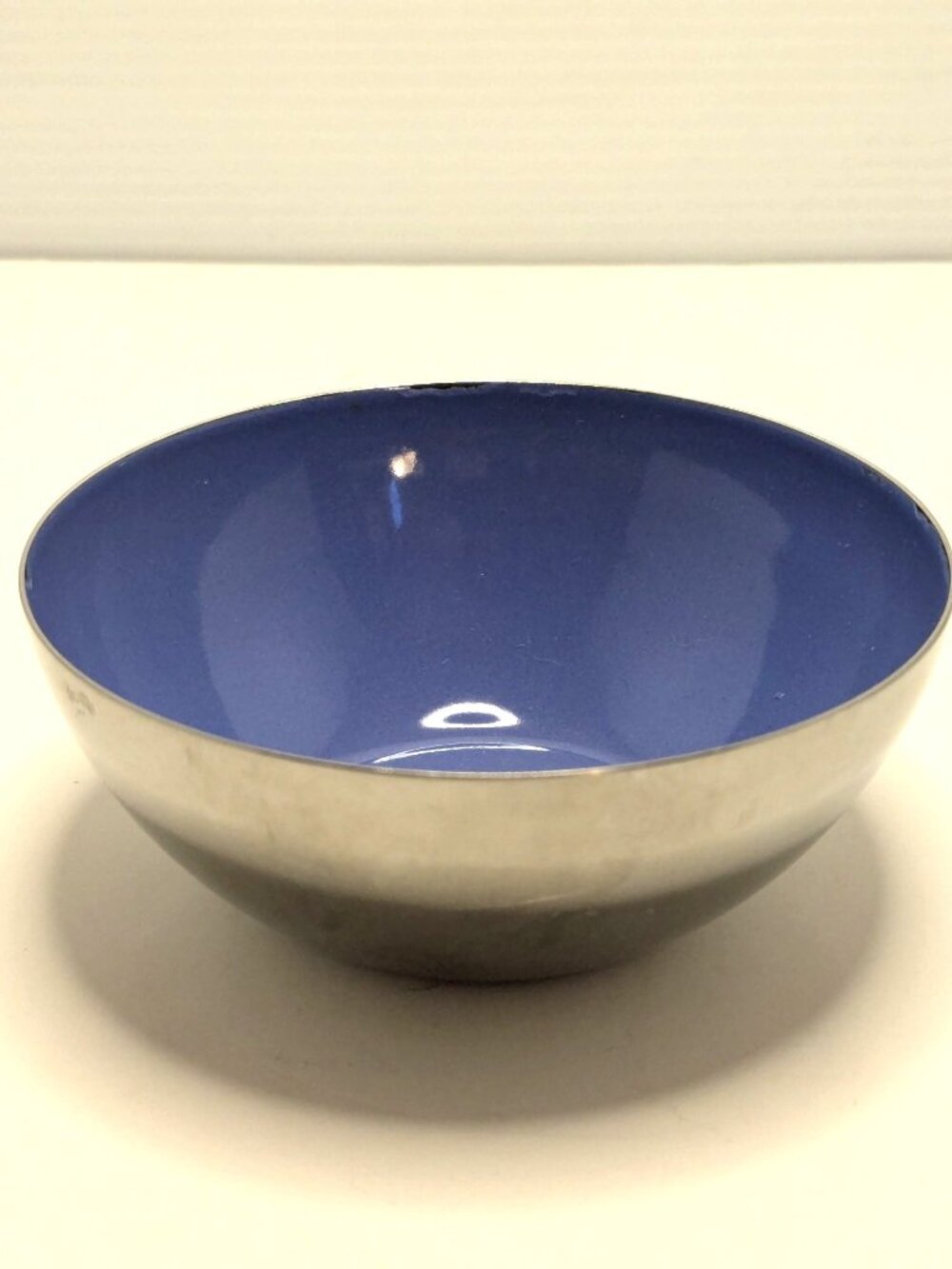 Cathrineholm Norway 1950s French Blue Enamel & Stainless Steel Bowl  4" MCM